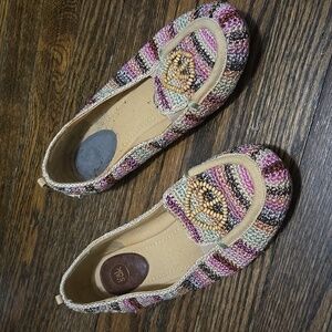 The Sak Multicolored Striped crochet peace flats Loafers Size 8.5